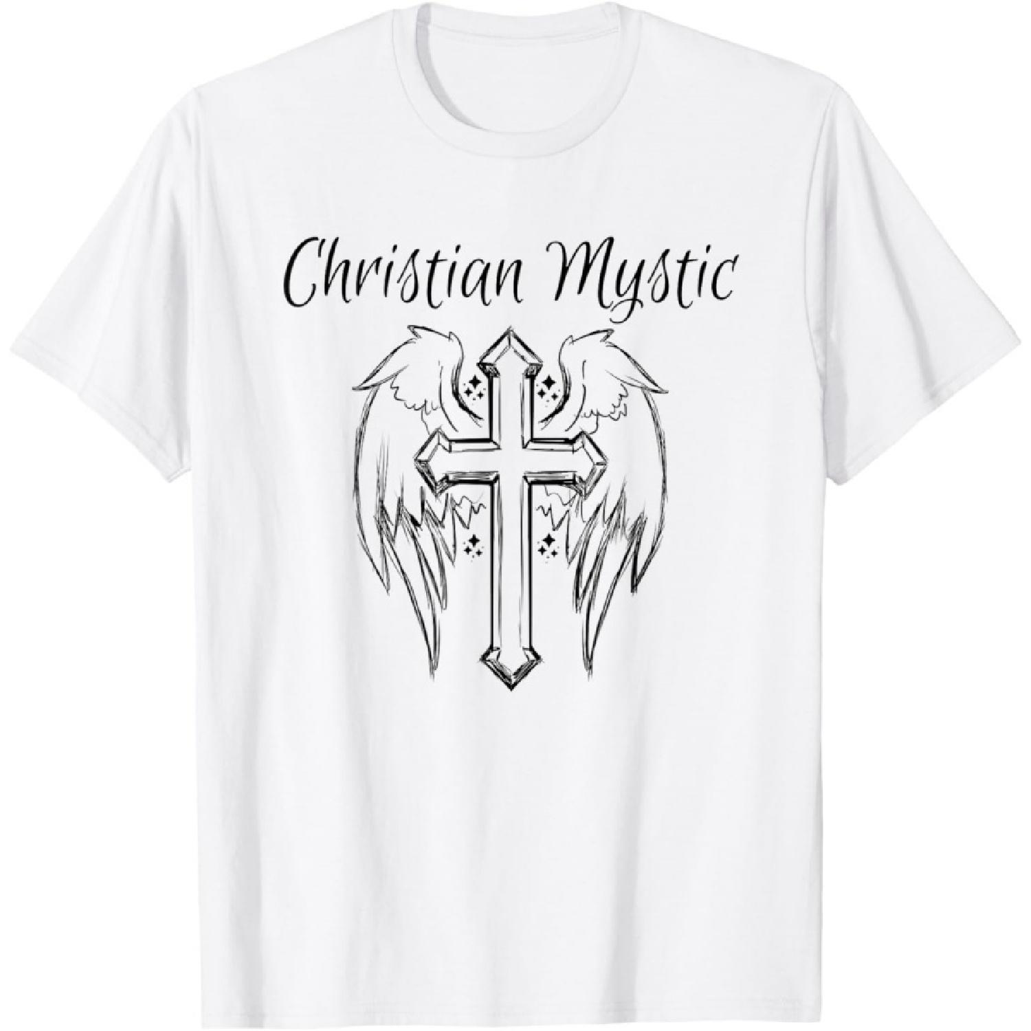 Christian Mystic Tshirt Angel Cross Shirt Psychic Gift Tee XXXXXL белый