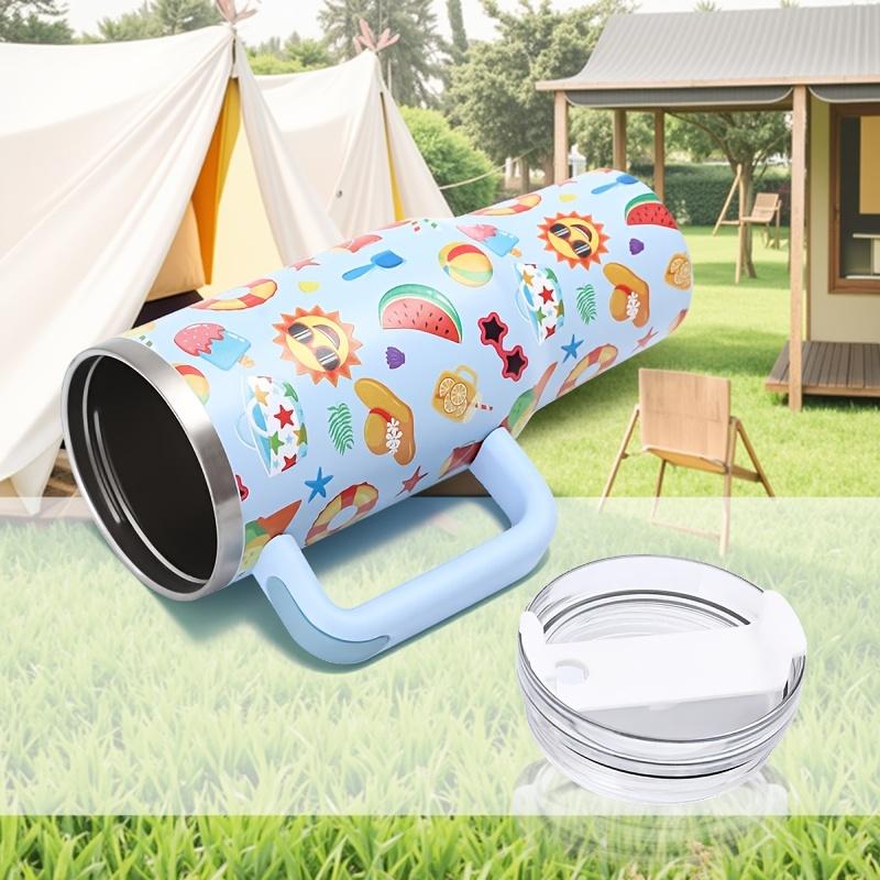 40oz Car Thermal Cup For Outdoor Camping Hot Cold Coffee Mug Jumbo Stainless Steel Thermos With Handle Straw Drink Water Bottles