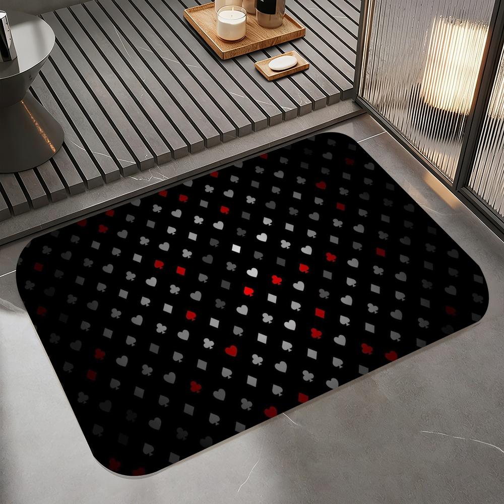 

Fashion P-Poker suit Ace Floor Mat Diatomite Bath Mat, Quick Dry Absorbent Non-Slip Door Mat 50cm x 80cm