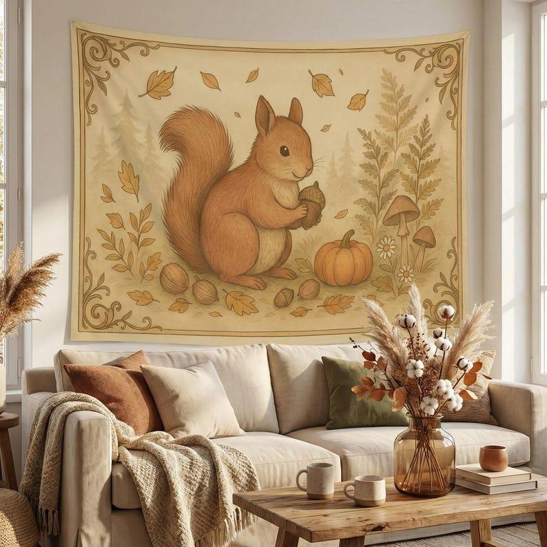 squirrel tapestry 75x100 чёрный