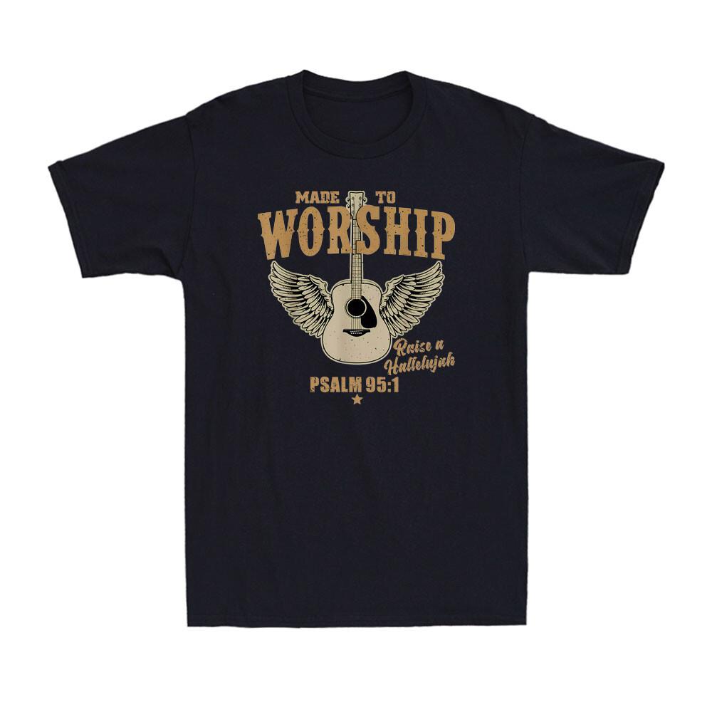 Made to Worship Psalm 95 Faith, Christian Bible Verse Vintage Men s T-Shirt M