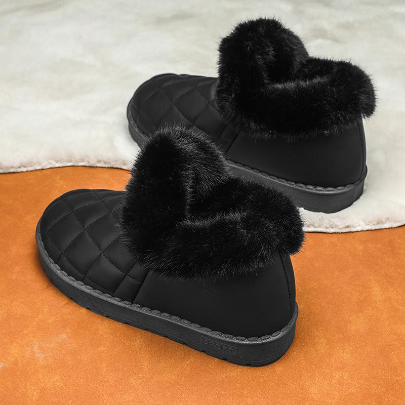 Thick-soled snow boots winter new short tube thickened velvet warm waterproof and non-slip moisture cotton shoes