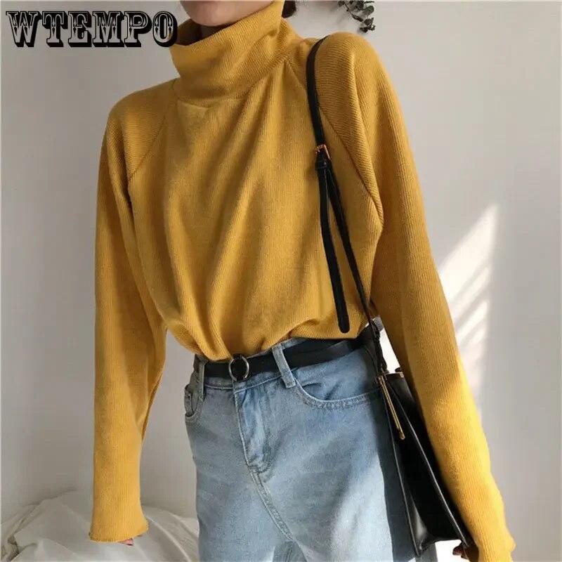 Rollkragenpullover für Damen, warm, dünn, lockerer Strick, weißer Pullover, gestrickt, Basic-Oberteil, zieht kintwear Frühling und Herbst