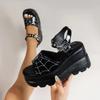 Summer Gothic Platform Sandals Punk Style Babes 9cm Spider Web Embroidered Spider Buckle Women's Shoes