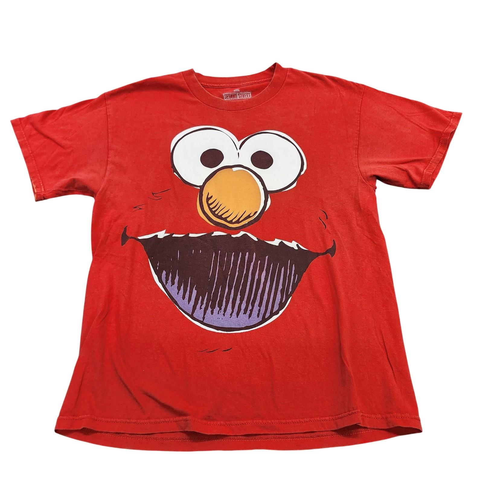 Sesame Street Shirt Mens Large Red Elmo Face Graphic Tee Tagless Cartoon Unisex T-Shirt S