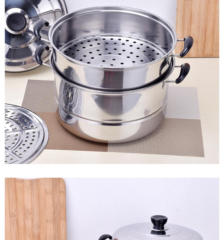 Stainless Steel Three-Layer Steamer with Tray and Soup Pot for Induction Cookers