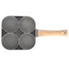 4‑Hole Egg Frying Pot Pancake Pan with Wood Handle for Induction Cooker Kitchen Accessory