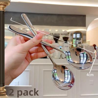 Stainless Steel Spoon Long Handle Mirror Polished Dessert Spoon for Kitchen Gift