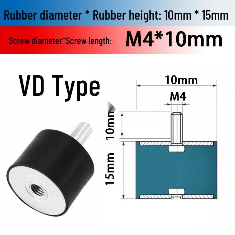 VD Type Cylindrical Rubber Vibration Isolator Pad with Inner & Outer Thread – NHE02 Motor Shock Absorbing Foot Pad