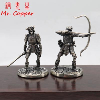 Vintage Wit Messing Japanse Shogunaat Skelet Krijger Boogschutter Soldaat Beeldjes Oorlog Schaakstukken Klein Ornament Huisdecoratie