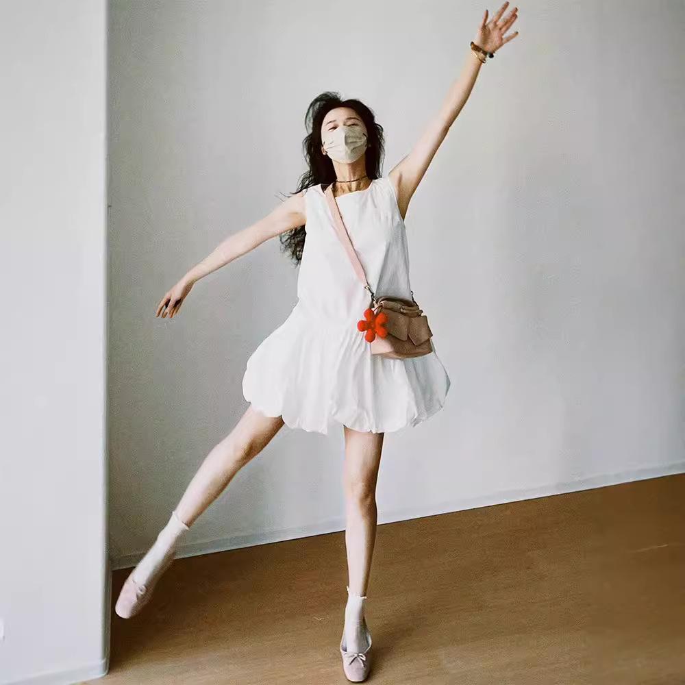 French white bud dress children's summer new small vest suspender niche tutu skirt short skirt