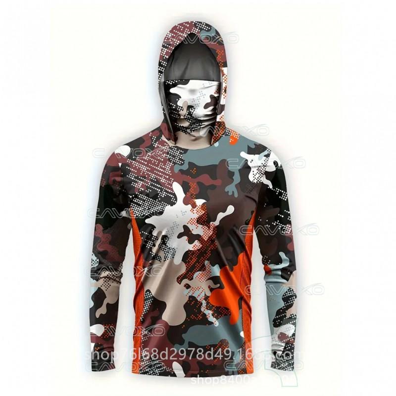 Quick-Dry Fishing Shirt With Hood Face Cover Bamboo Fiber Long Sleeve UV Protection Top Fly Outdoor Angling