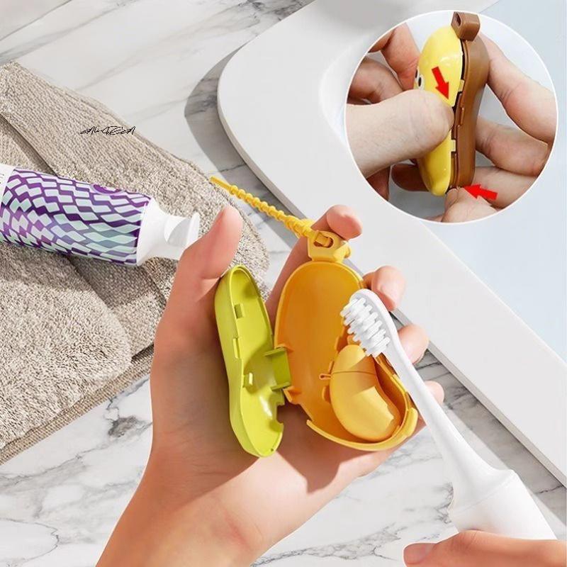 Banana Shaped Toothbrush Head Protective Cover With Toothpaste Compartment Portable Travel Dust Clamp Storage Box