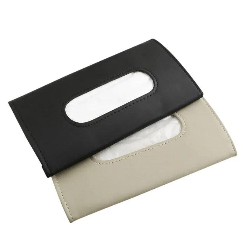 Leather Car Tissue Box Car Sun Visor Type Block Hanging Container Towel Napkin Holder Paper Rack Organizer Storage Bag