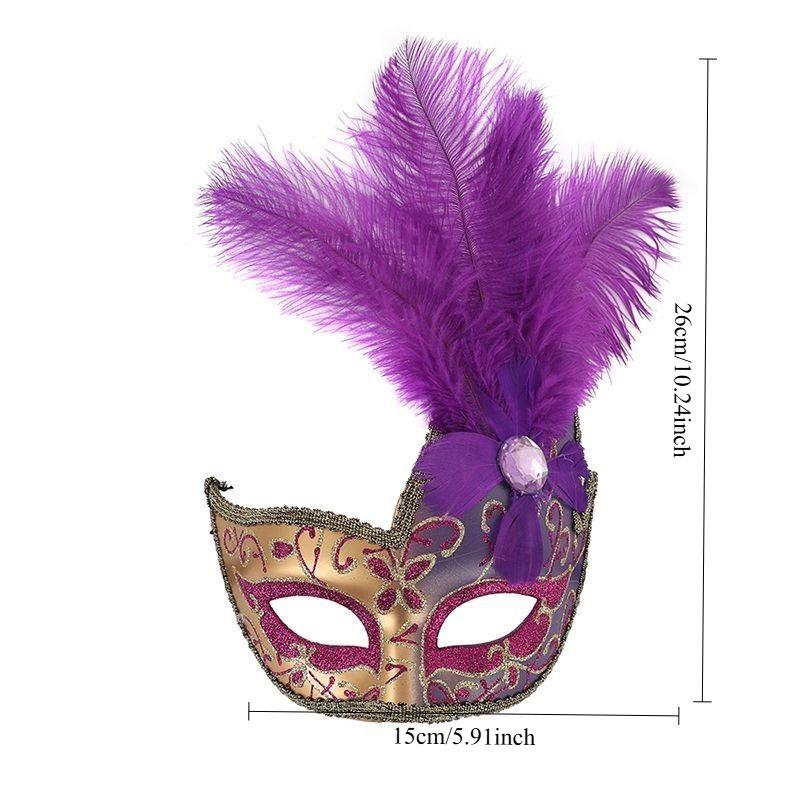 Venice Feather Half Face Mask Princess Style Party Makeup Ball Performance Prop