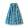 Damen elastischer Bund A-Linie Maxi Tüllrock Frisch Süß Stufiger Kuchen Langer Rock