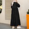 Women's Casual Long Sleeve Round Neck Color Dress Long Dress Robe