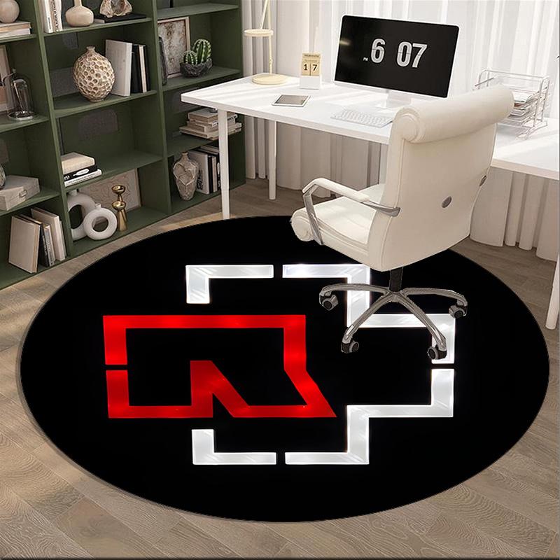 Ramms Rock Band Fire Logo Round Rug for Livingroom,Bedroom, Palyroom, Chair Rug, Area Rug, Circle Carpet, Large Size Fan Christmas Gift