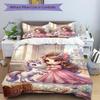 Princess Unicorn Fantasy Print 3Pcs Bedding Setduvet Cover With 2 Bedropillowcase Home Birthday Gift