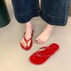 New Flat Sandals Summer New Round Head Shallow Mouth Clip Toe Cross Thin with Soft Sole Anti-slip Wear-resistant Slippers