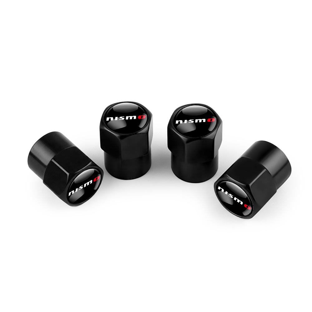 ATY1 Nissan Logo Car Wheel Tire Valve Caps Aluminum Dustproof Tyre Air Stem Covers For Nismo X-Trail Qashqai Teana Note Leaf Almera