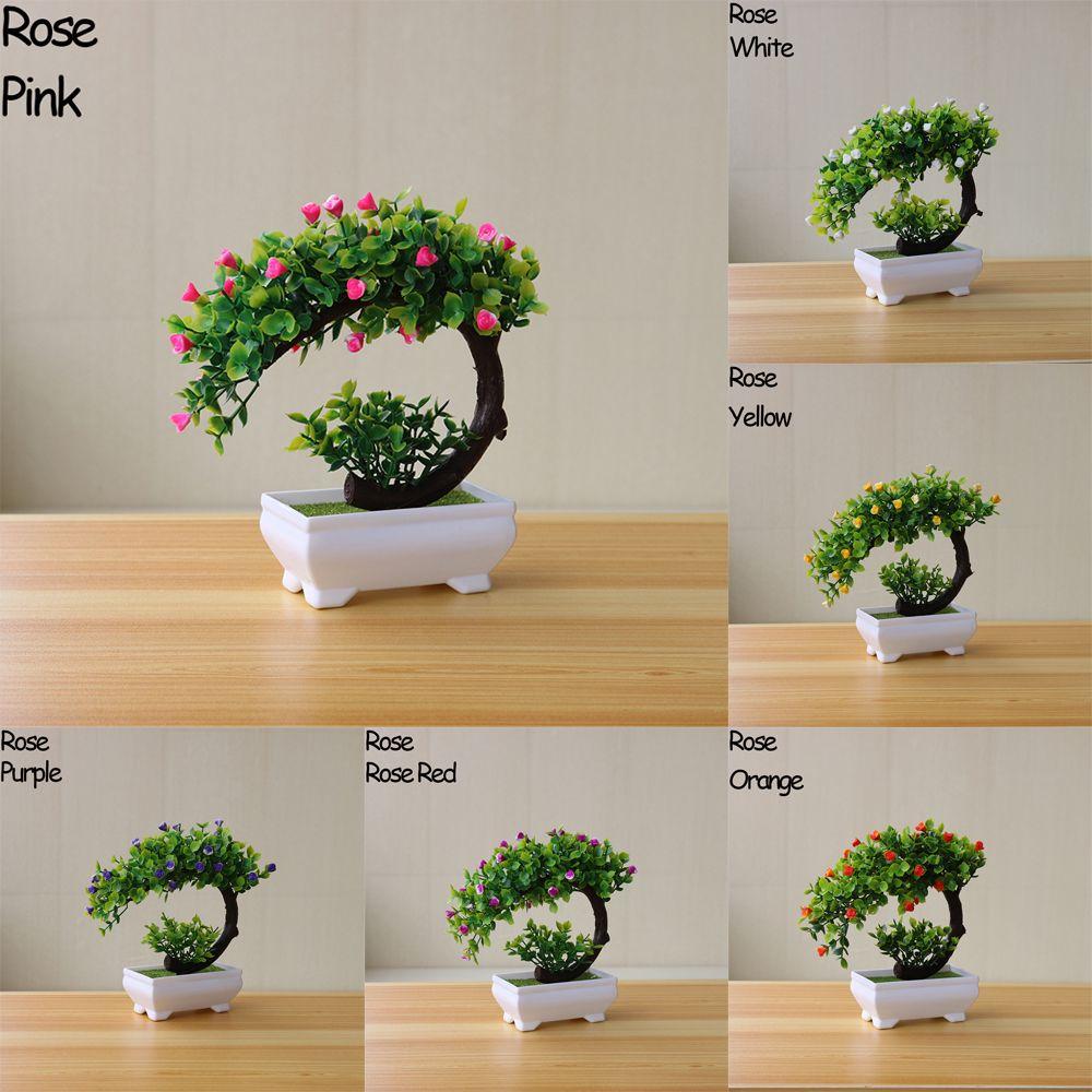 Colorful Welcoming Pine Home Decor Artificial Potted Simulation Bonsai Fake Plants Plastic Flowers