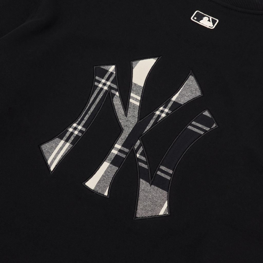 MLB Base Logo Sweatshirts Unisex Black Crew Neck Moderate Regular 3AMTC0114-50BKS