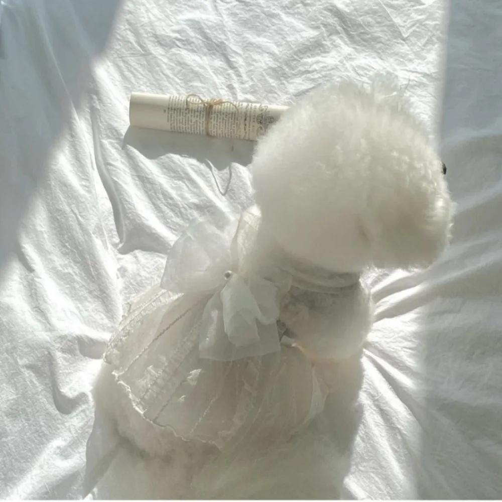 HIgh Quality Fashion Mesh Dog Wedding Dress Strap Dress Thin Cat Princess Skirt Dog Dresses Teddy Pet Puff Skirt for Small Dogs