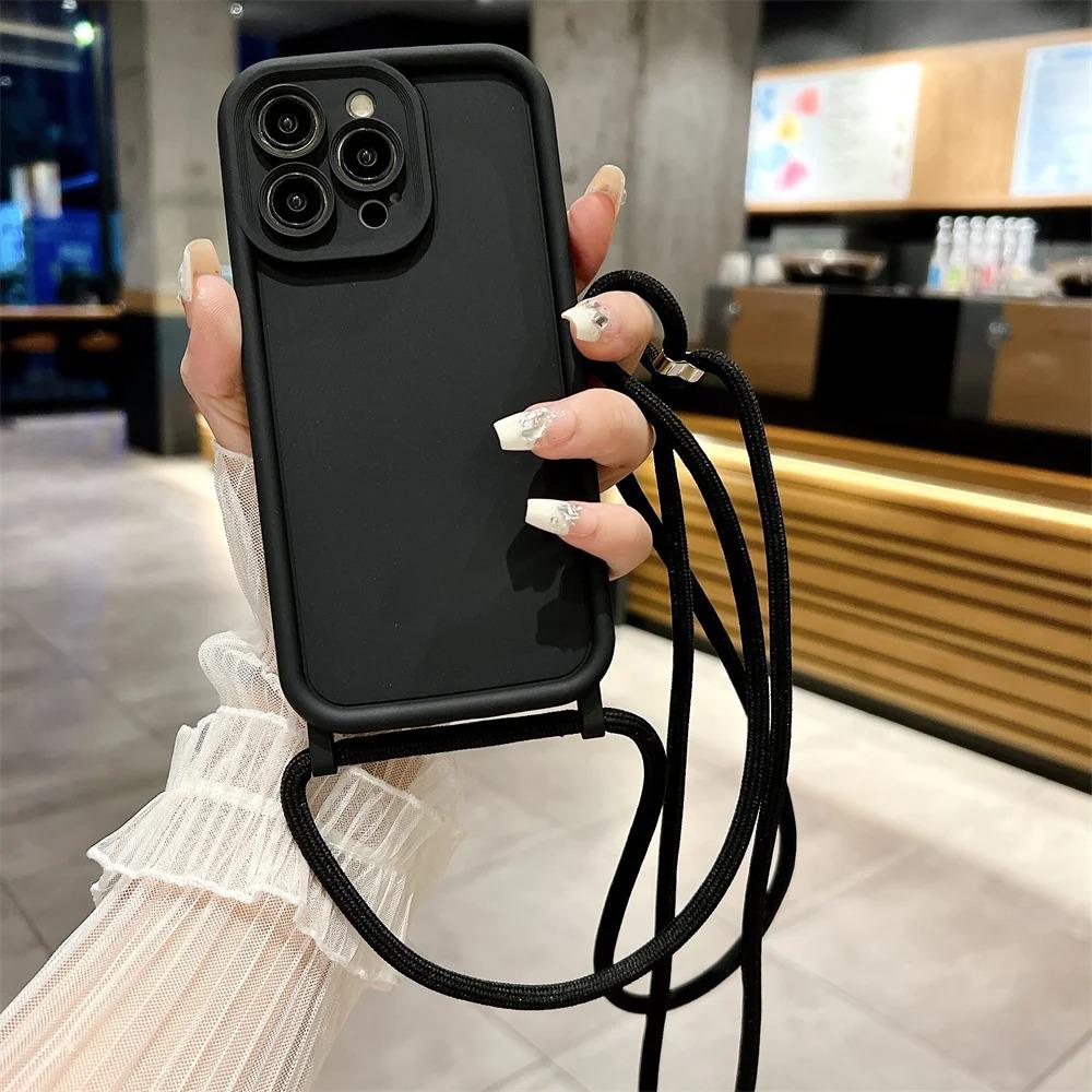 Drop-Proof Frosted iPhone 14 Pro Max Case with Crossbody Lanyard