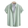 2025 Men's Solid Color Short Sleeve Lapel Shirt - European & American Casual