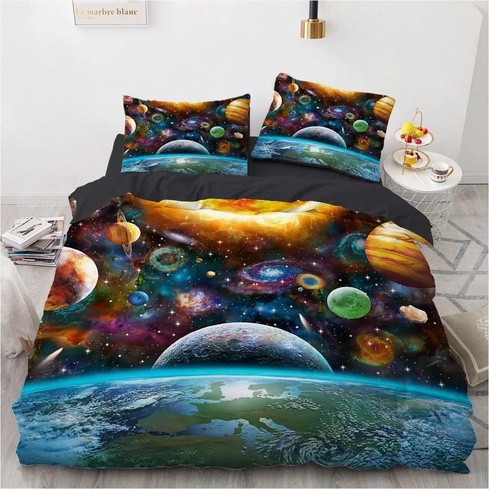 3D Galaxy Starry Sky Comfortable Duvet Quilt Cover Pillowcase Bedding Set Children Bedroom Decoration Home Textile