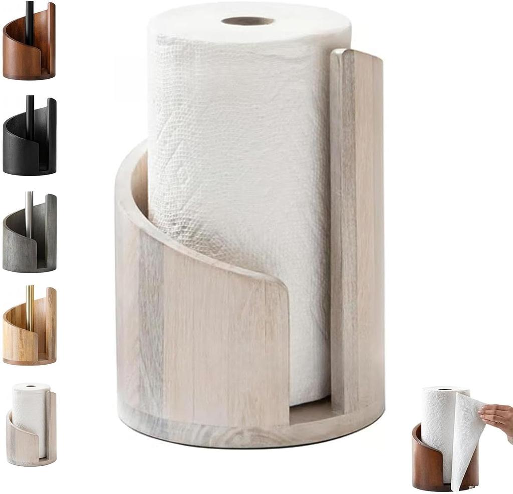 Berg Papierhandtuchhalter Arbeitsplatte mit Mangoholz Rundem Sockel und Eisenhalter,Neue Holz Papierhandtuchhalter Arbeitsplatte, Hält Jumbo und Mega Rollen