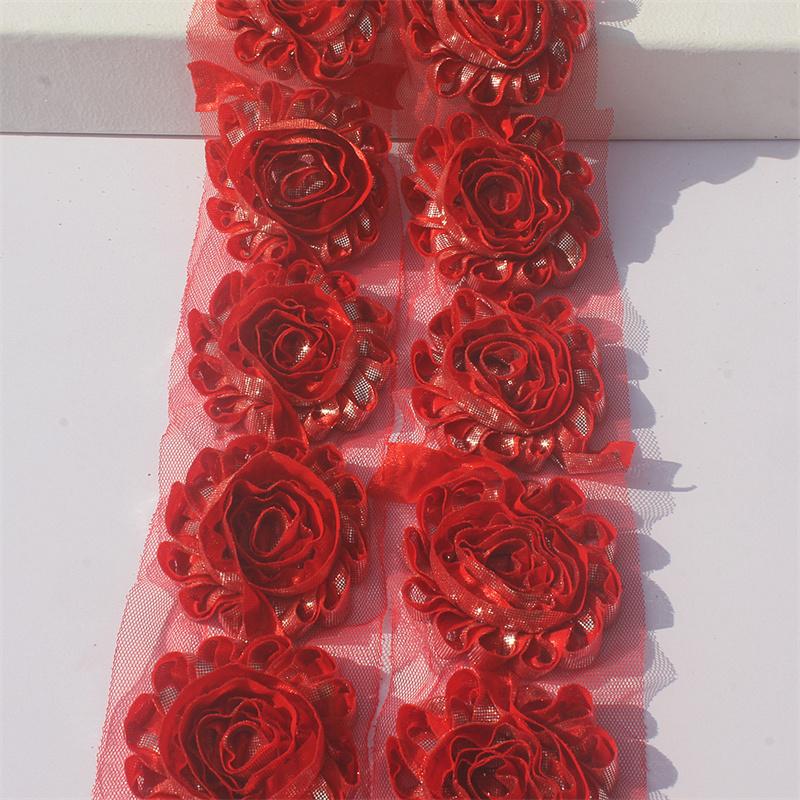 1y 2.5 Inch Shiny Fabric Flowers for Princess Girls Headbands Hair Accessories Kids Shirts Dress Shoes DIY Crafting Flowers