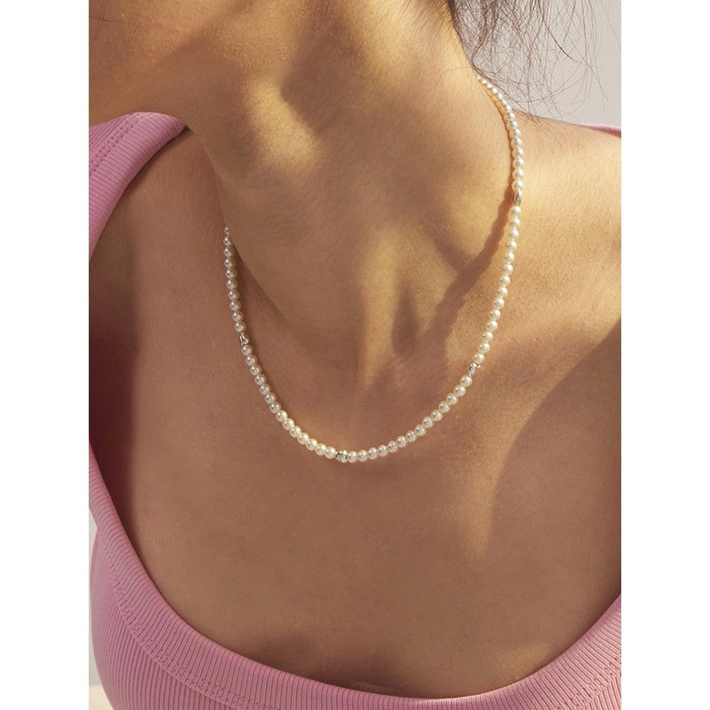 Heart and Pearl Silver Necklace Enj24Nw004