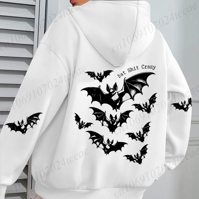 

Bat CrazyPrinted Hoodie for Woman Casual Sport Hooded Long Sleeve Pullover Girls Home Outdoor Hoodies Spooky Season Sweatshirt 3XL