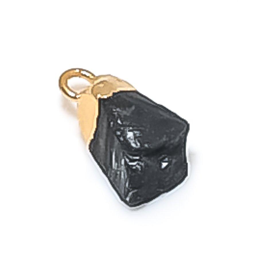 Natural Black Tourmaline Rough 925 Sterling Silver Jewelry Pendant 0.59" Z5v12