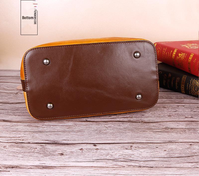 Vintage Tree Bark Leather Multifunction Crossbody Handbag