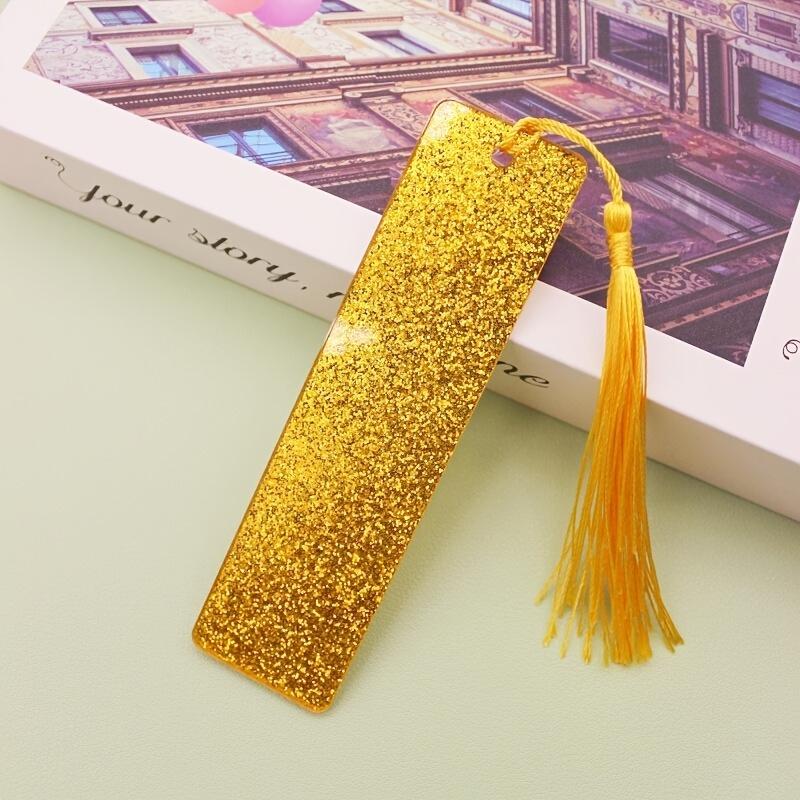 

1pc of Blank Glitter Acrylic Bookmark, Handmade DIY Ornament, Pasted with Le Logo Card and Book Tag, Perfect Gift for Friends золотистий