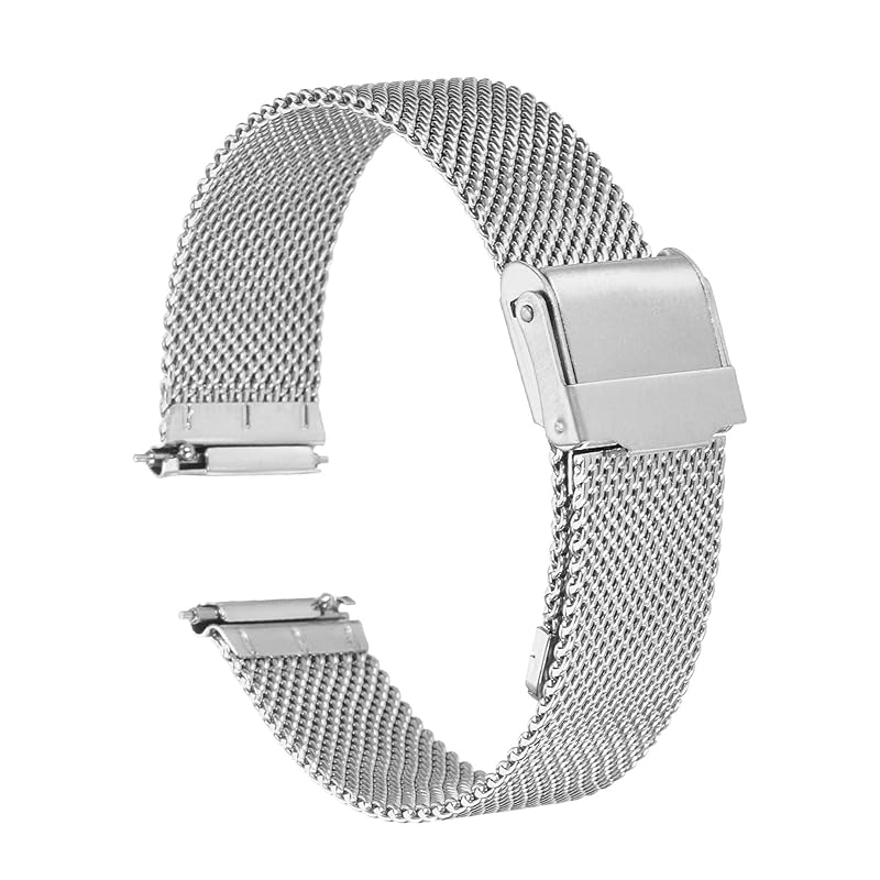 

[uxcell] 316L Stainless Steel Mesh Watch Band 17mm Quick Release Adjustable Metal Watch Strap for Men Women silver tone