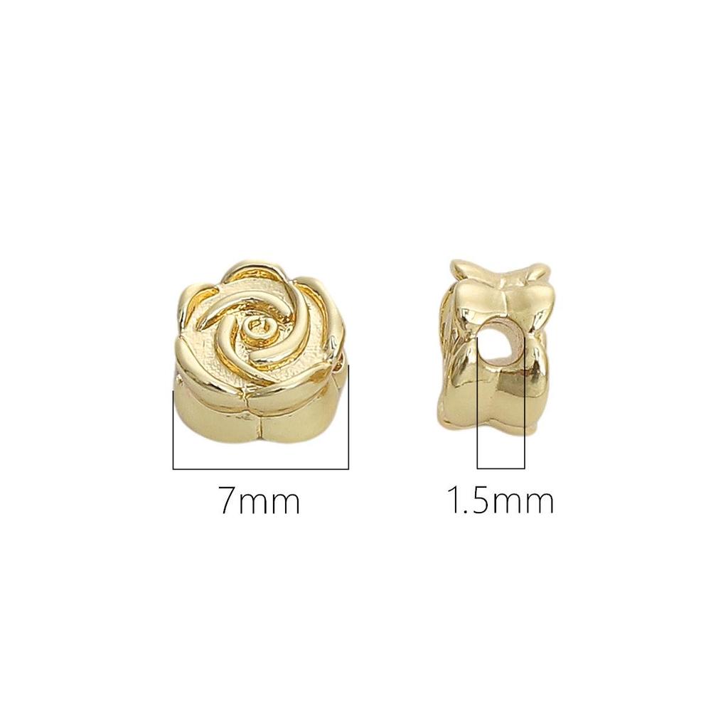 14K Gold-Filled Rose Flower Copper Spacer Beads for Handmade DIY Jewelry