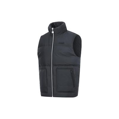 Lining Sports Lifestyle Series Polyester Solid Color Stand Collar Casual Warm Vest Men Vests Black AMRT013-1