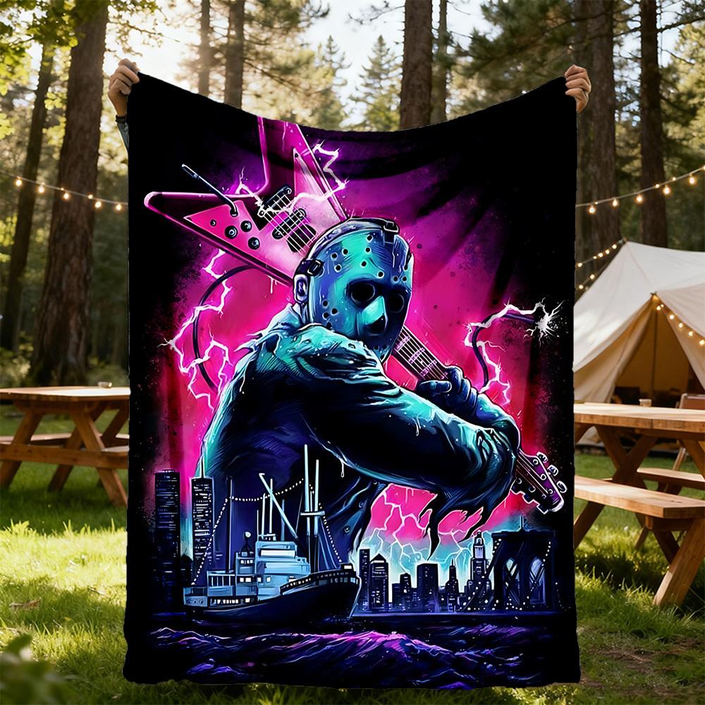 1pc Guitar Jason Outdoor Blanket Lightweight Flannel, Soft & Warm, All Season Use for Sofa, Outdoor, Camping, Living Room, Office, Chair