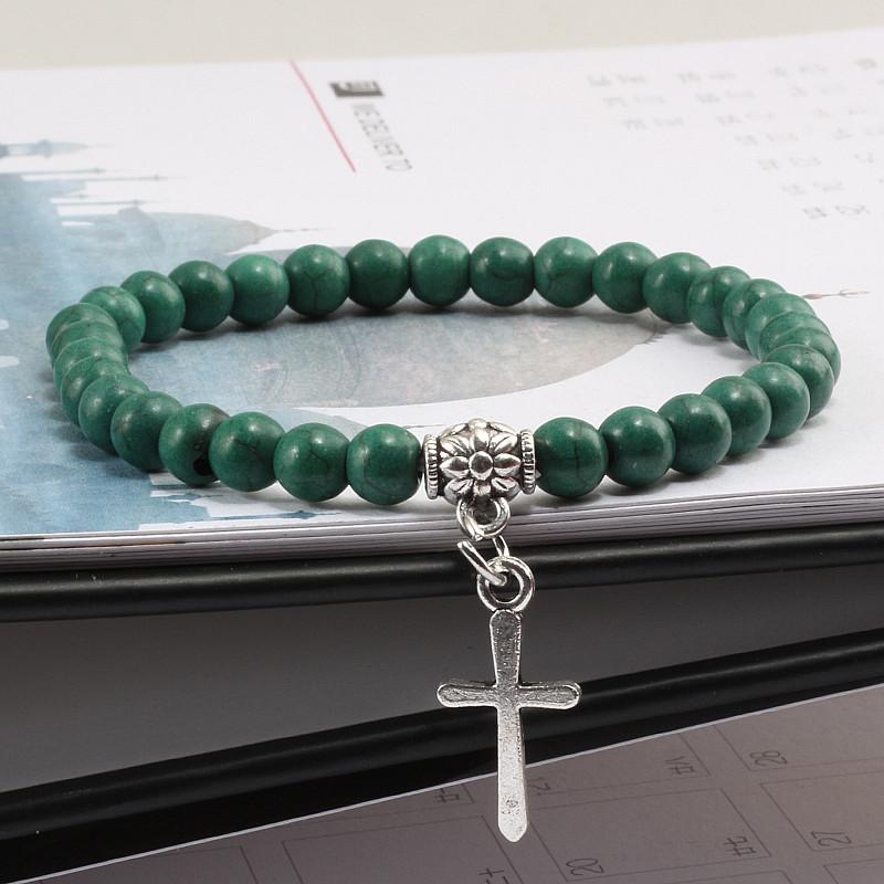 A cross bracelet for men and women, natural stone matte black yoga chain, vintage bohemian jewelry gift
