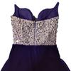 European and American heavy industry velvet purple gas Donglai beaded sequins splicing thin party dinner dress