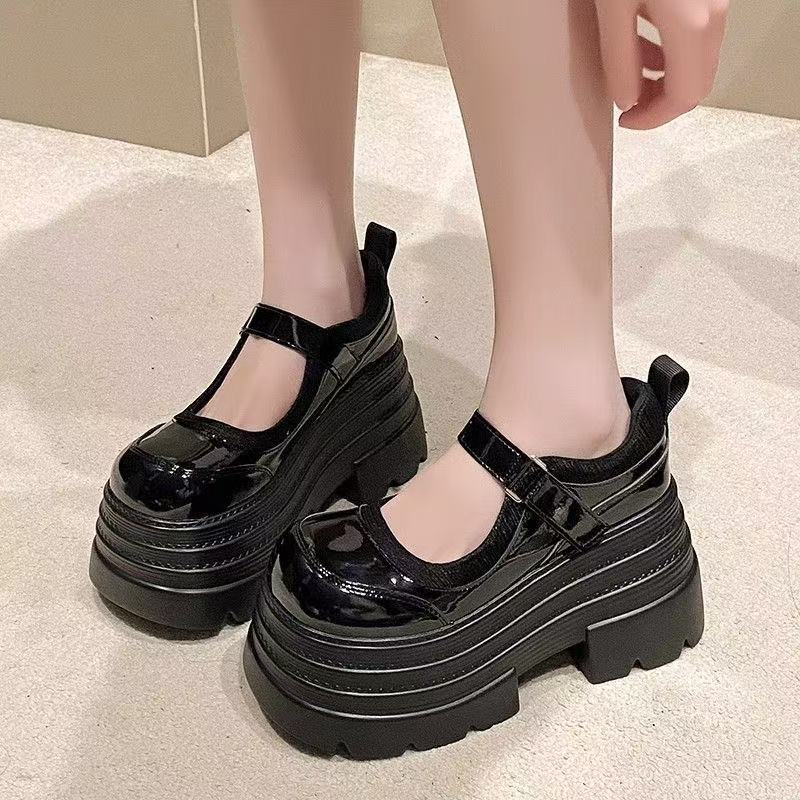 High heels muffin platform main wedding dress wedding bride shoes one word buckle years Mary Jane shoes adult