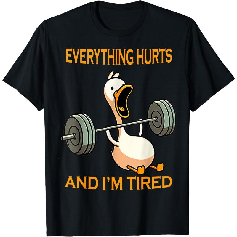 Fashion Release The Quackin Duck Gym Weightlifting Bodybuilder T-Shirt Graphic T Shirts Men Clothing Streetwear Camisetas