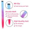 One Card Gradient Hanging Ear Dye Three Color Hair Extension Wig BB Clip Colored Wig Women's Synthetic Wig Halloween Music Festival Party Use