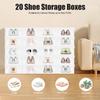20-Piece Stackable Shoe Boxes – Flip-Top Design with Ventilation Holes – Translucent White Storage Organizer
