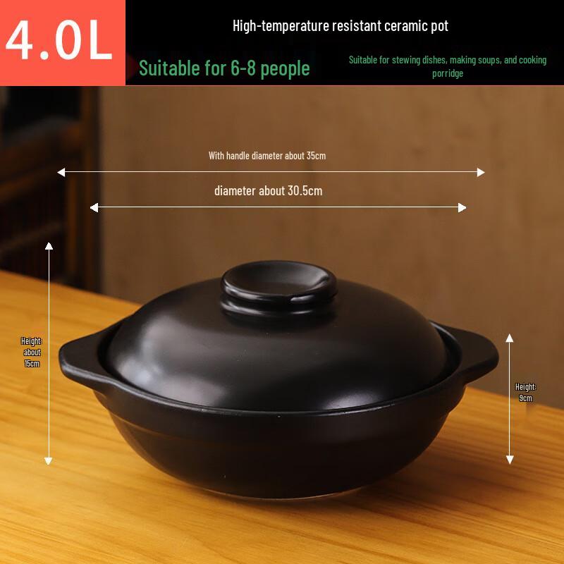 Uto Black Glaze Clay Pot Casserole