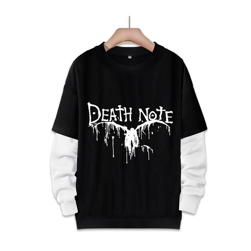 Stampa Anime Death Note Nero/Grigio S-3XL Casual Manica Lunga